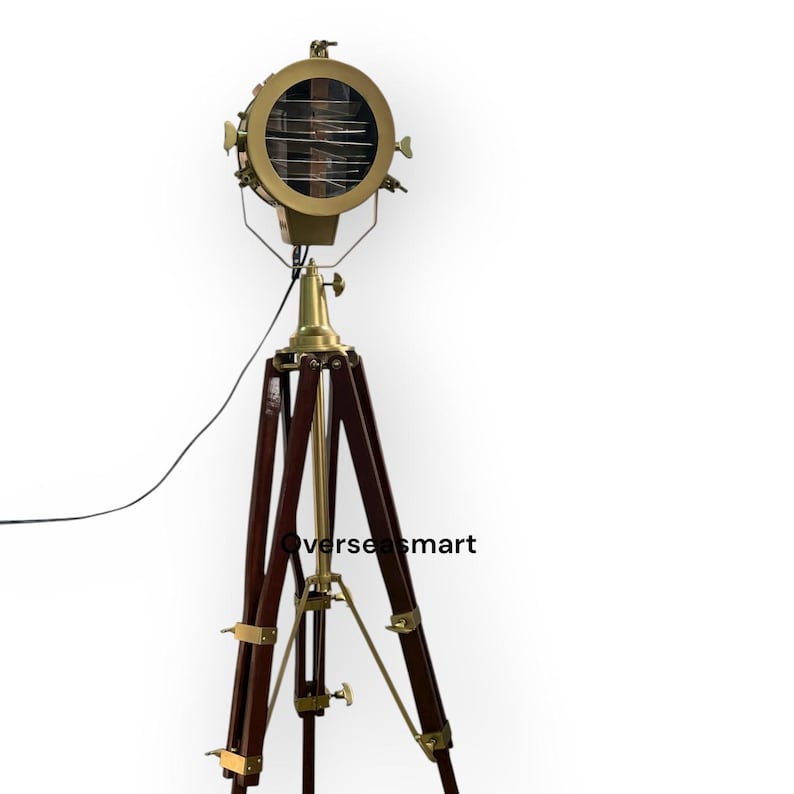 Antique Finish Spotlight on Wooden Tripod view 6