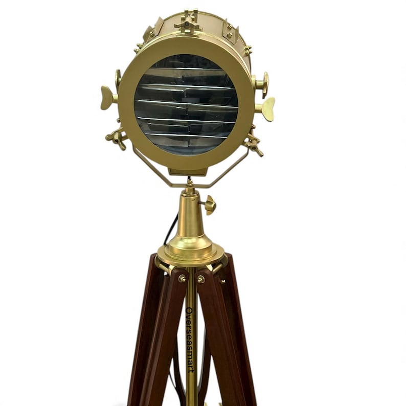 Antique Finish Spotlight on Wooden Tripod view 8