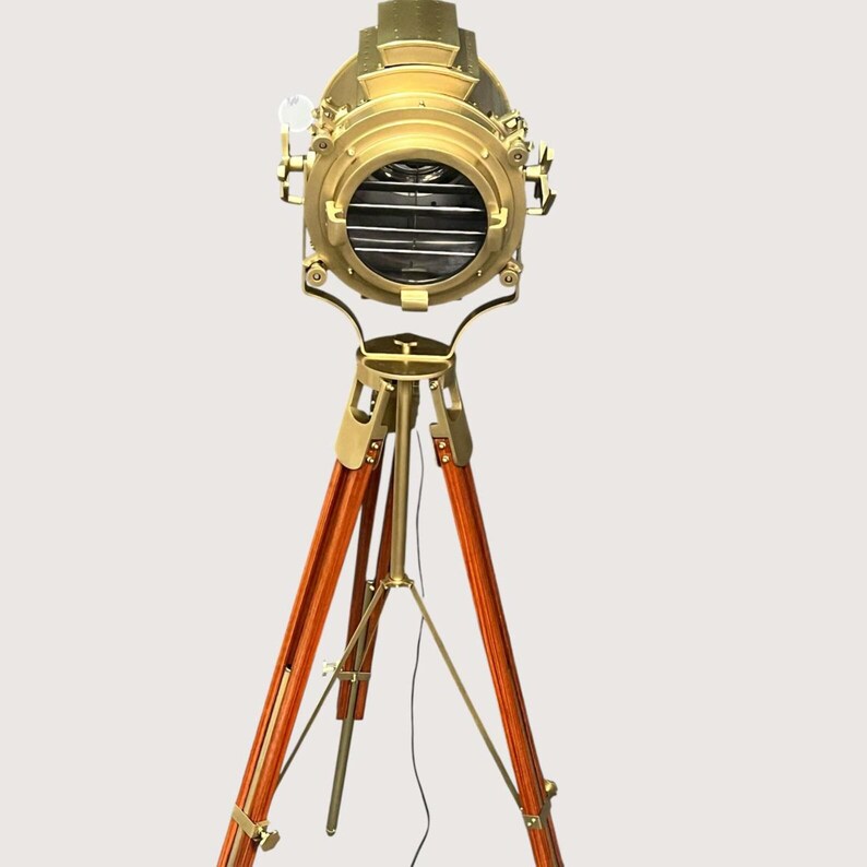 Antique Finish Spotlight on Wooden Tripod view 4
