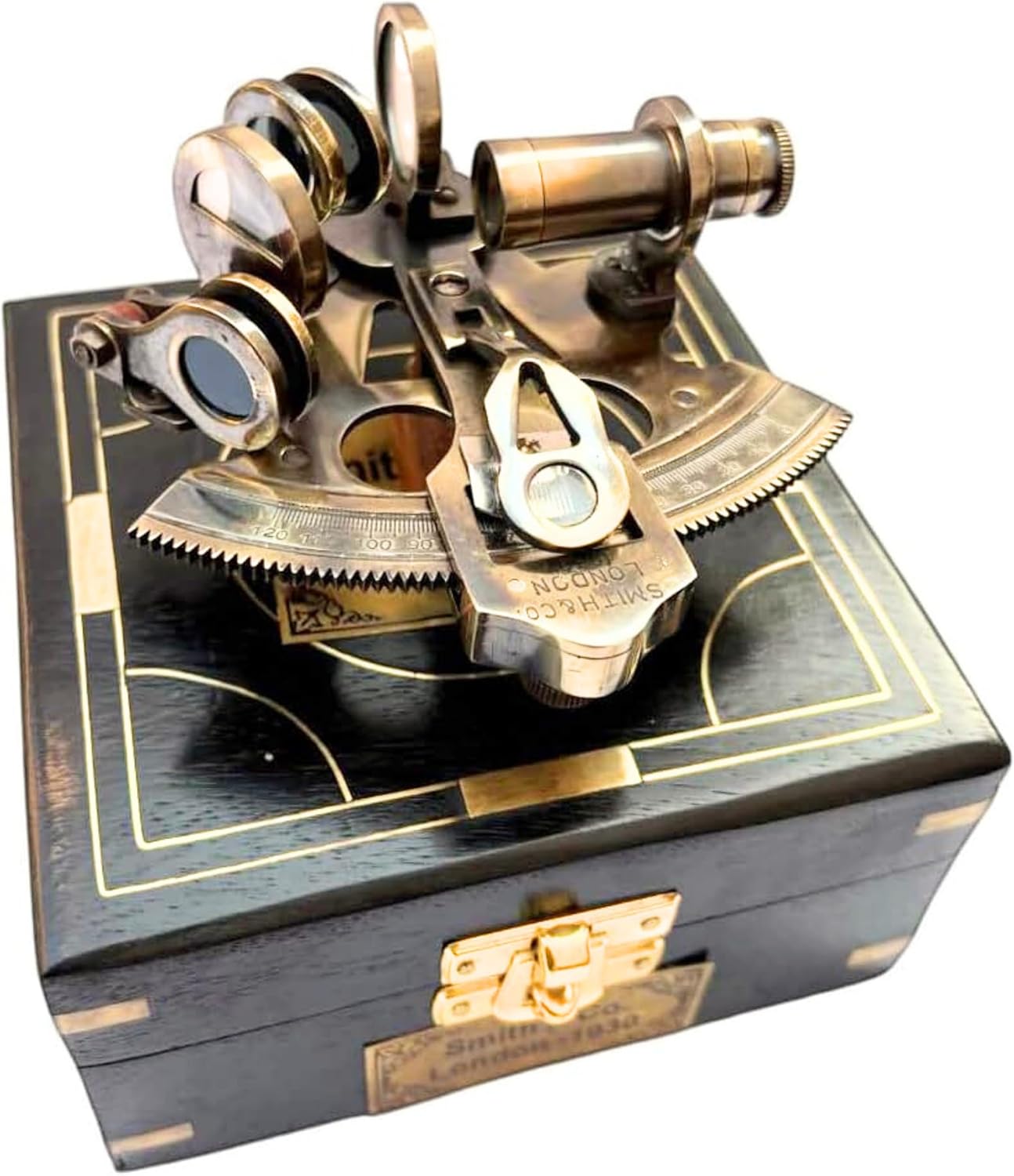 Black Antique Brass Sextant with Black Wooden Box view 7