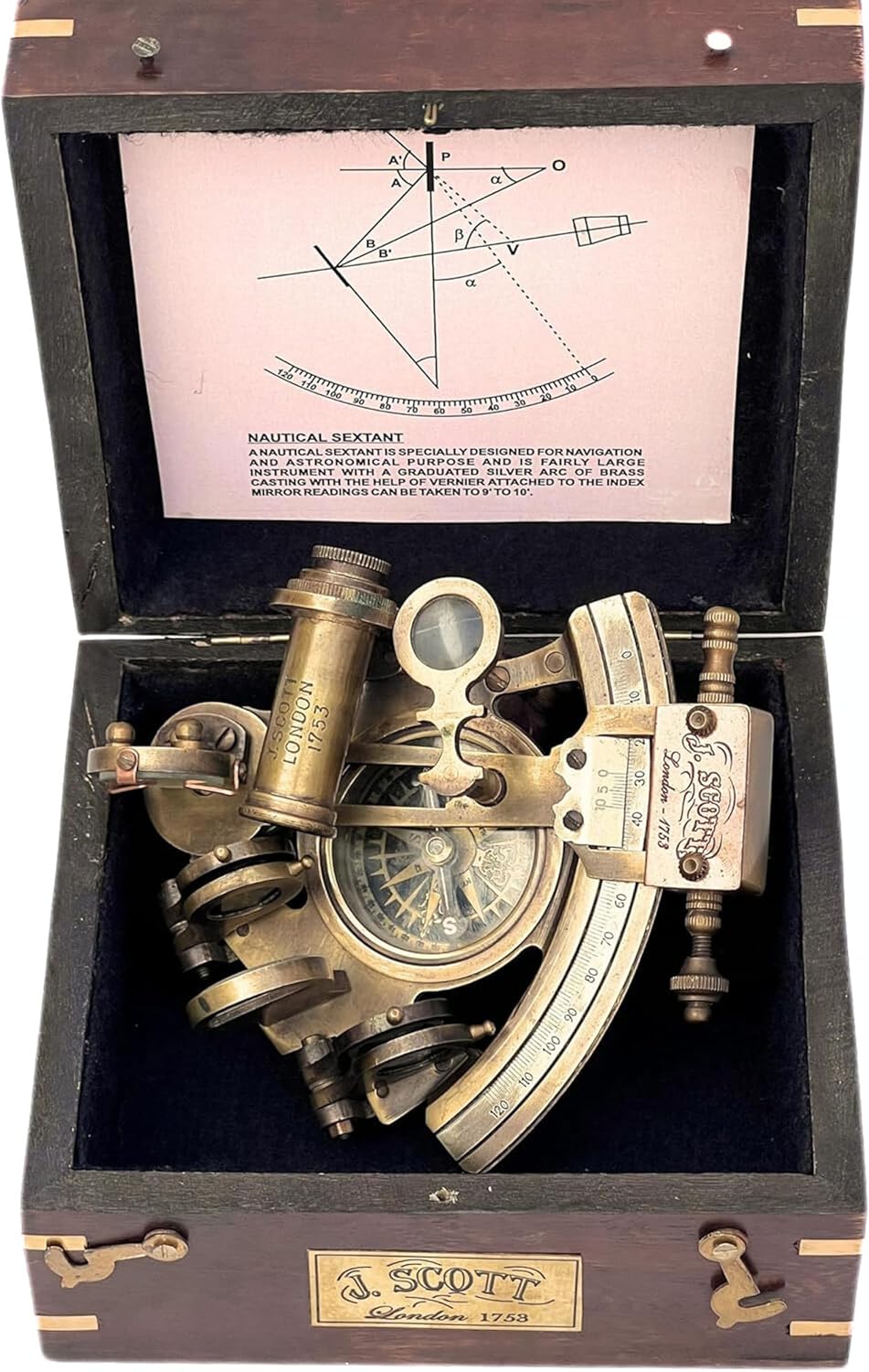 Antique Brass Sextant with Wooden Box view 4