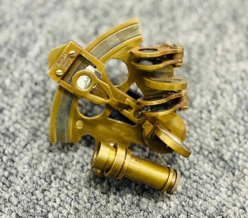Antique Brass Sextant with Leather Belt Case view 7