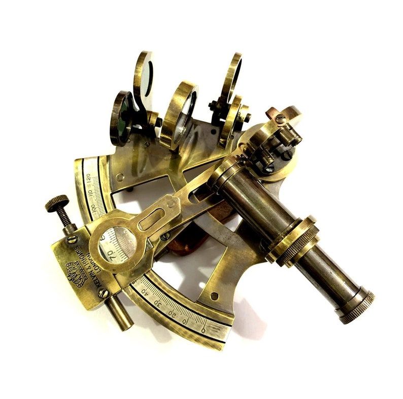 Antique Brass Sextant with Black Wooden Box view 3