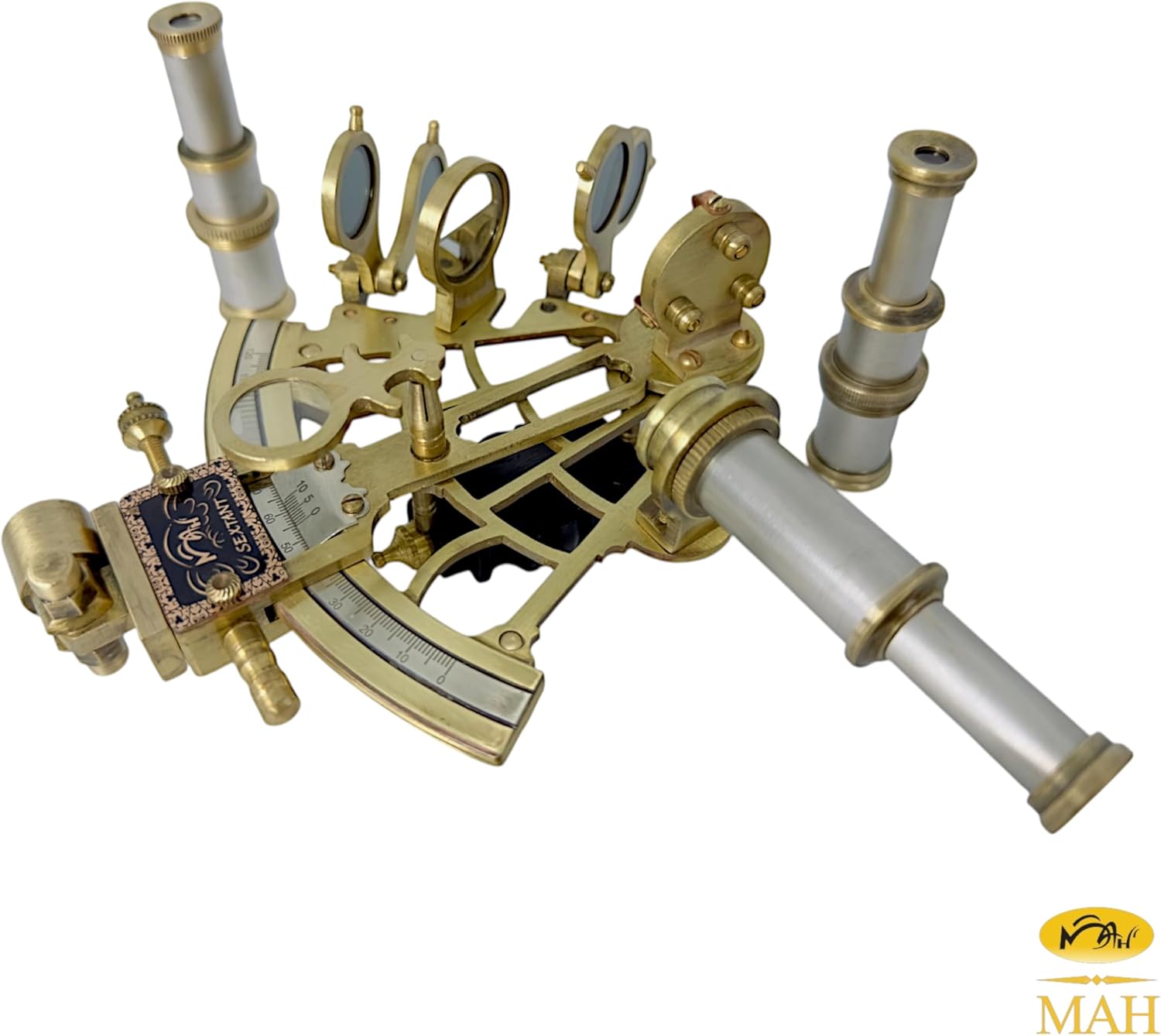 Brass Sextant with Floor Stand and Black Wooden Box view 5