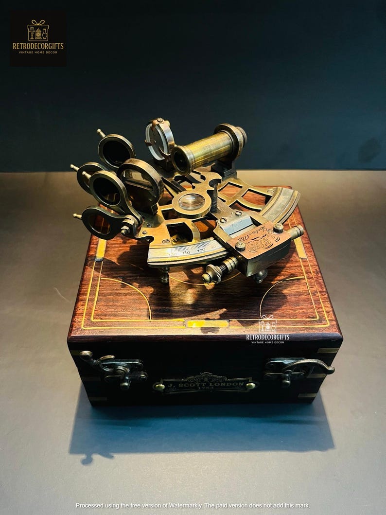 Antique Brass Sextant with Wooden Box view 4