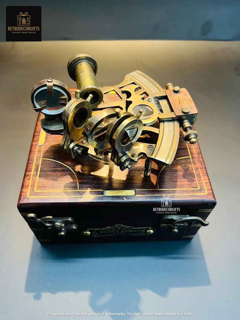Antique Brass Sextant with Wooden Box view 10