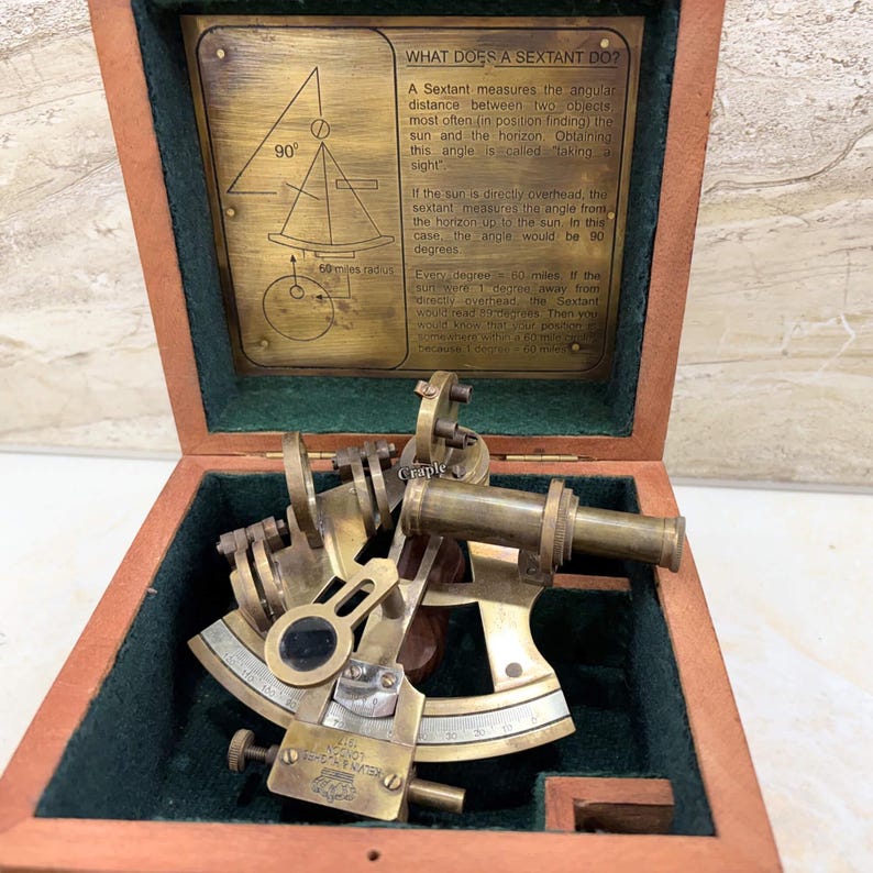 Antique Brass Sextant with Wooden Box view 7