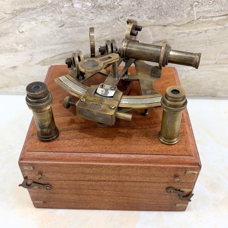 Antique Brass Sextant with Wooden Box view 8