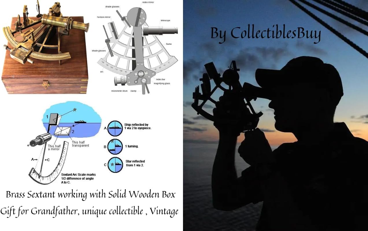 Antique Brass Sextant with Wooden Box view 3