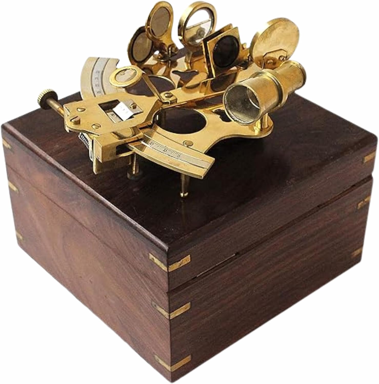 Polished Brass Sextant with Rosewood Box view 5
