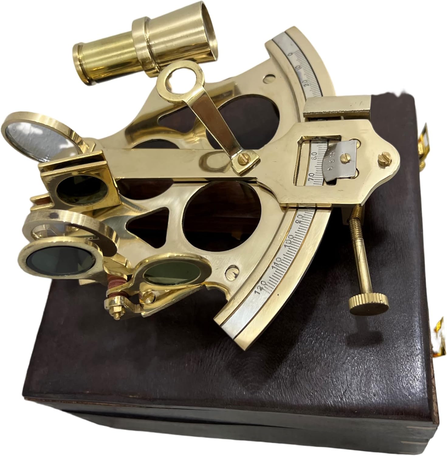 Polished Brass Sextant with Rosewood Box view 9