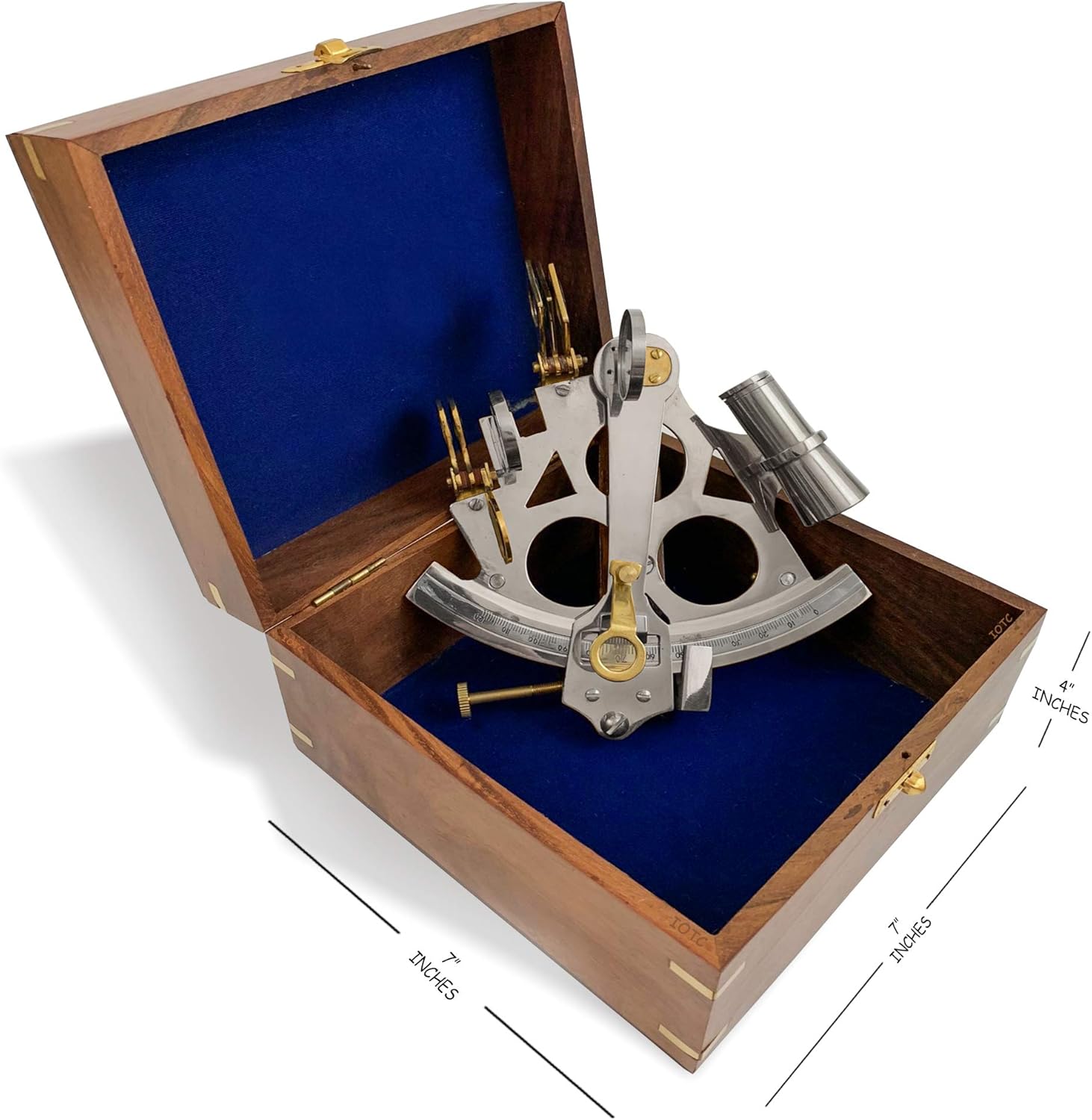 Nickel Plated Brass Sextant with Rosewood Box view 2