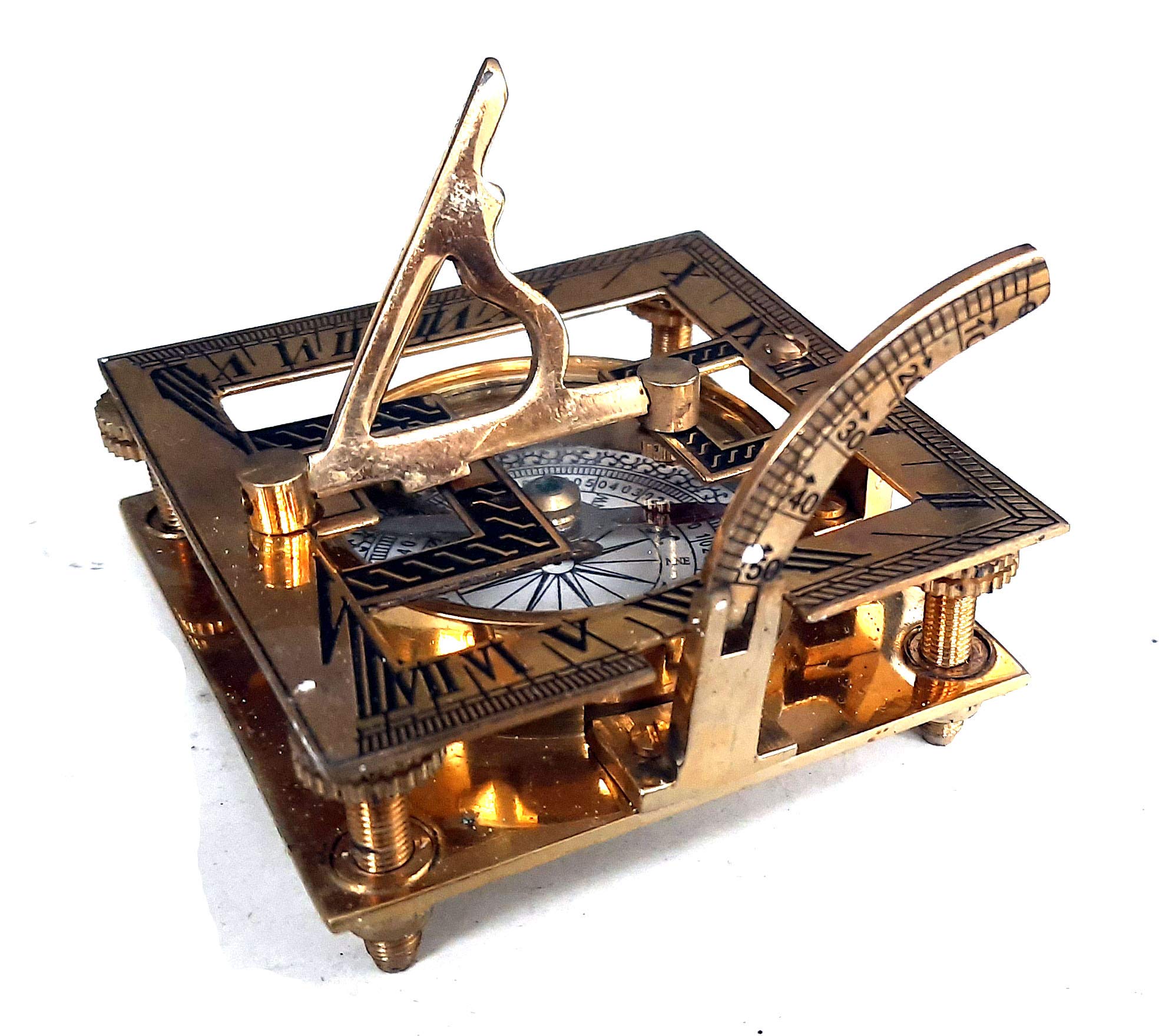 Antique Brass Sundial Compass, No Case view 7