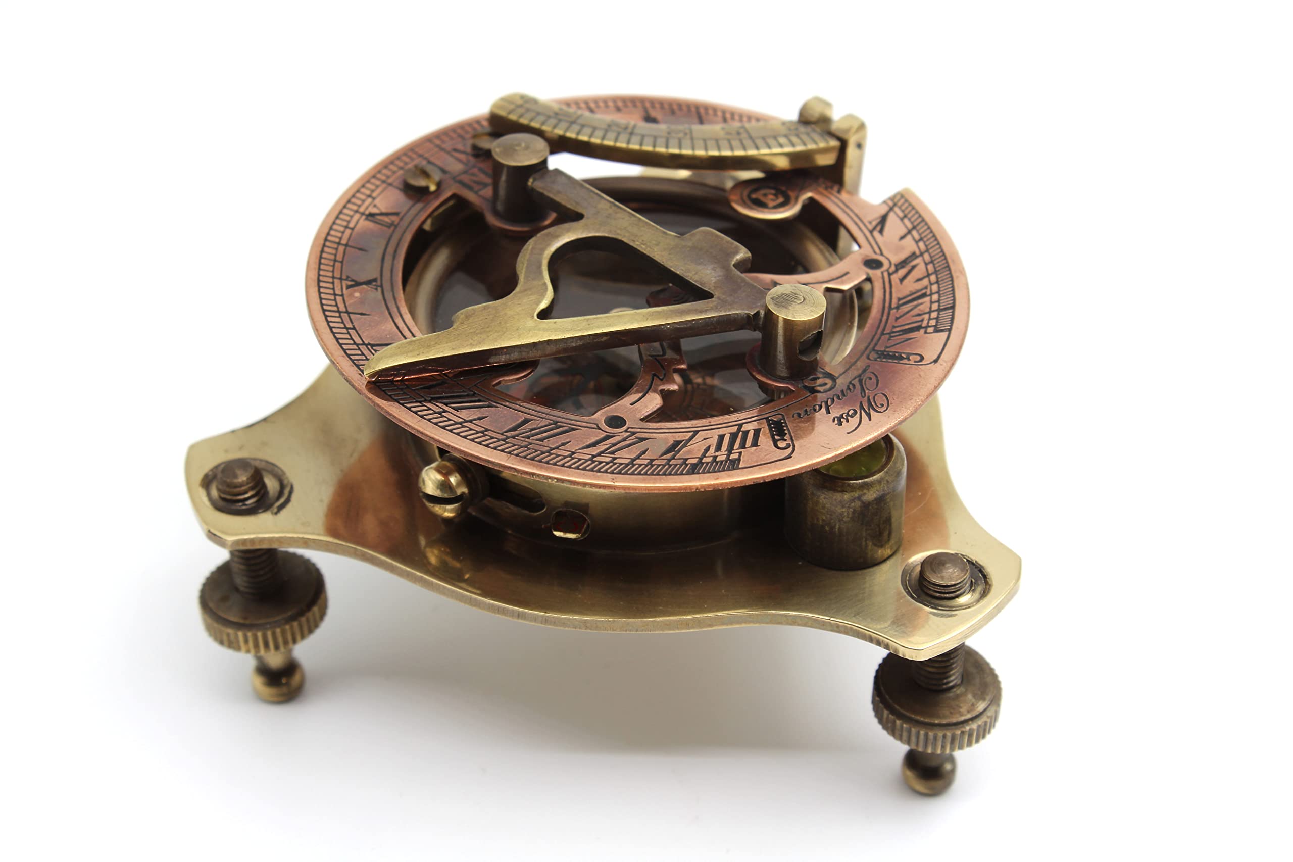 Antique Brass Sundial Compass with Fitted Wooden Presentation Box view 5
