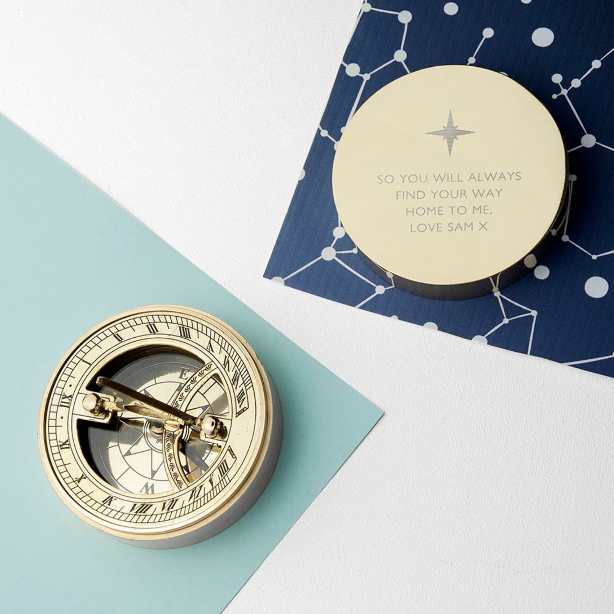 Polished Brass Sundial Compass, No Case view 6