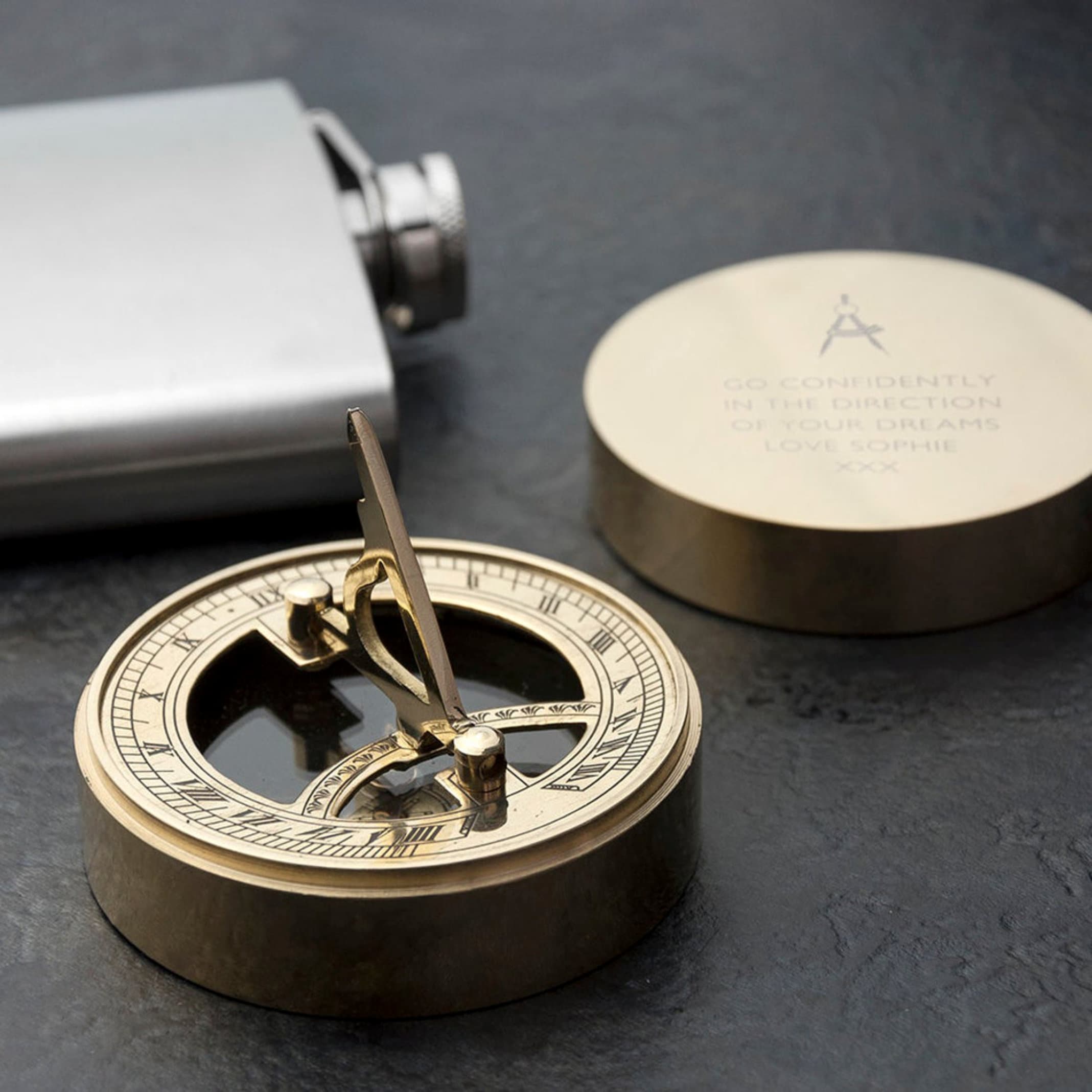 Polished Brass Sundial Compass, No Case view 8