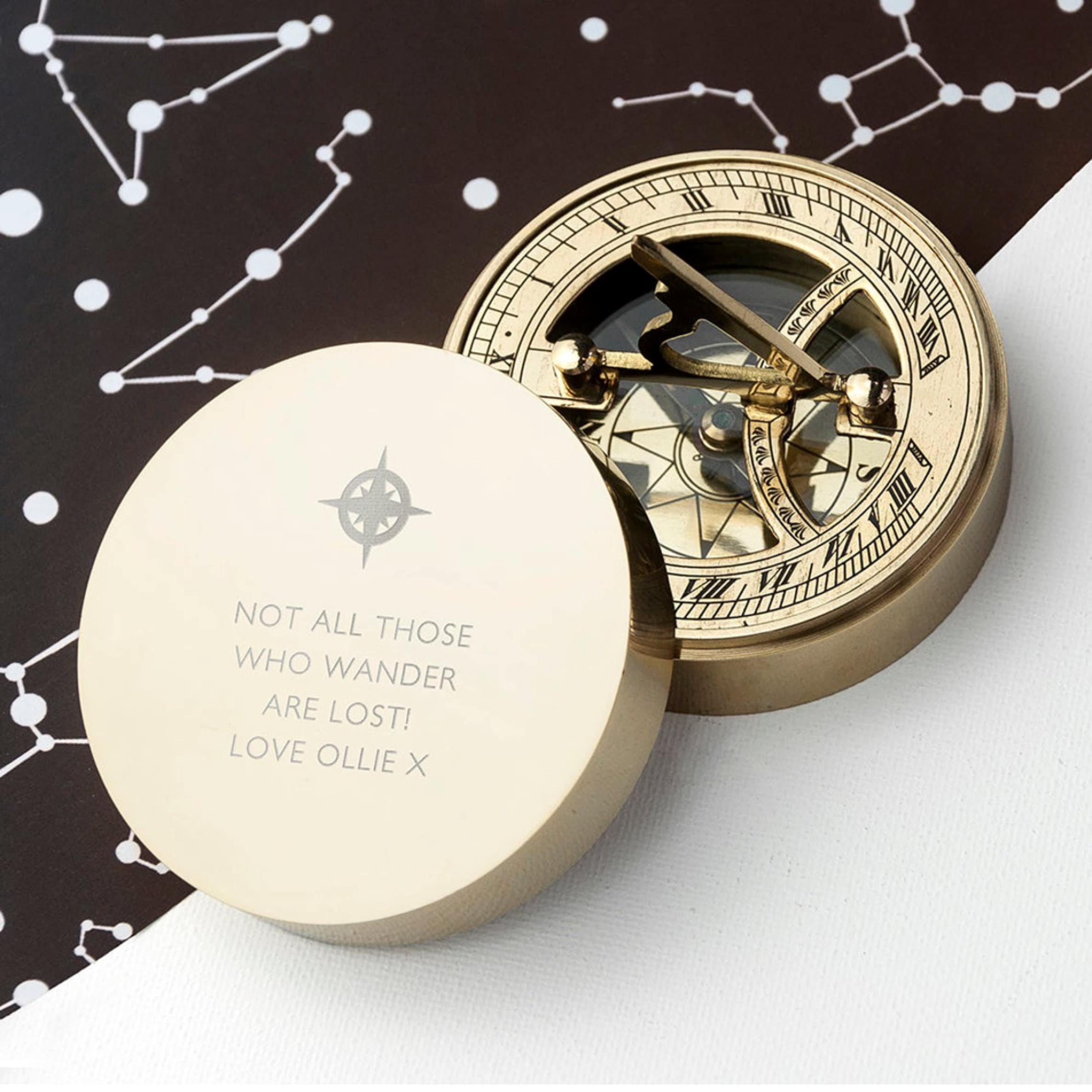 Polished Brass Sundial Compass, No Case view 11