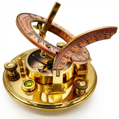 Antique Brass Sundial Compass with Leather Case view 19