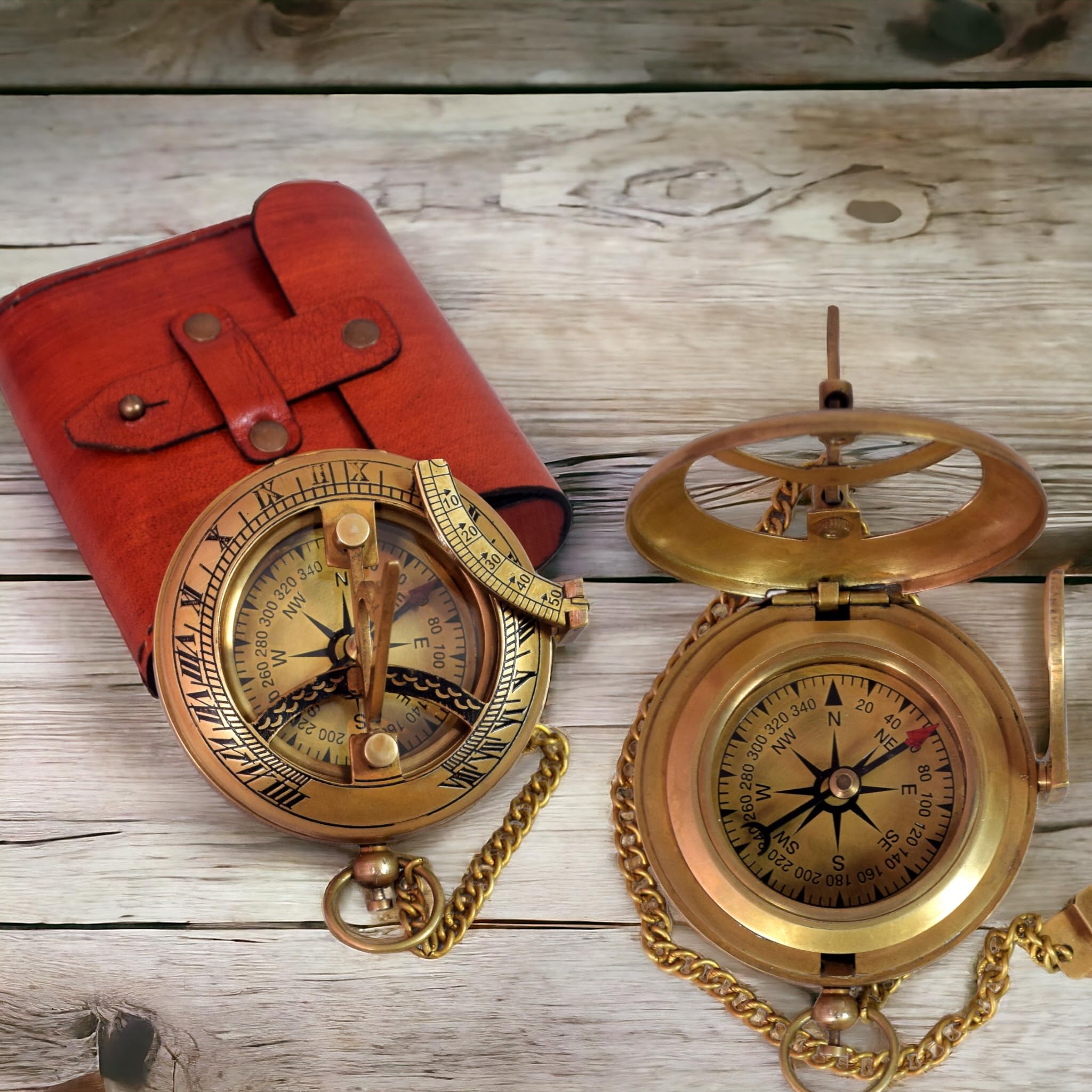 Antique Brass Sundial Compass with Presentation Box view 8