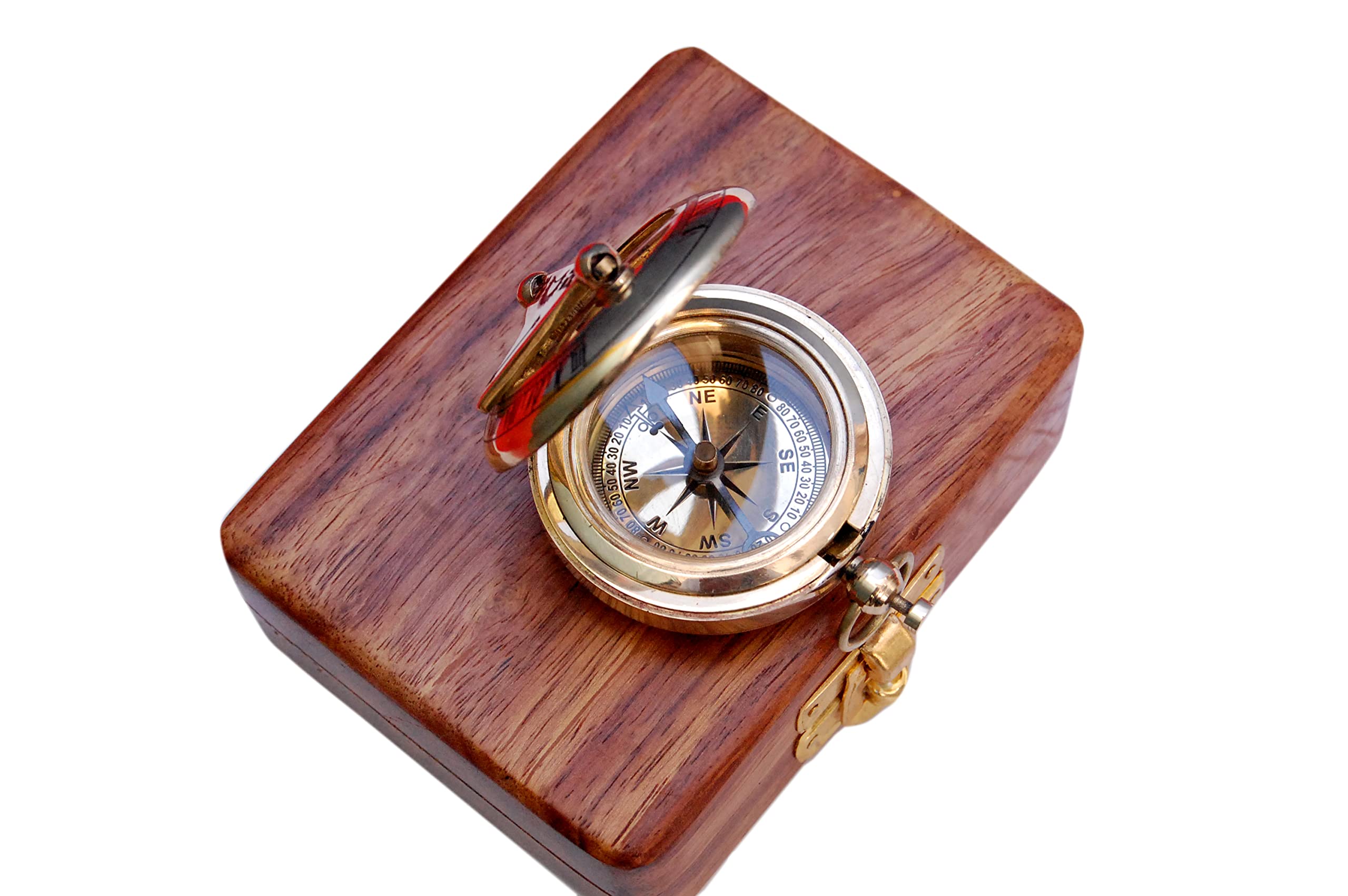 Polished Brass Sundial Compass with Fitted Wooden Presentation Box view 5