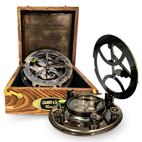 Polished Brass Sundial Compass with Fitted Wooden Presentation Box view 11