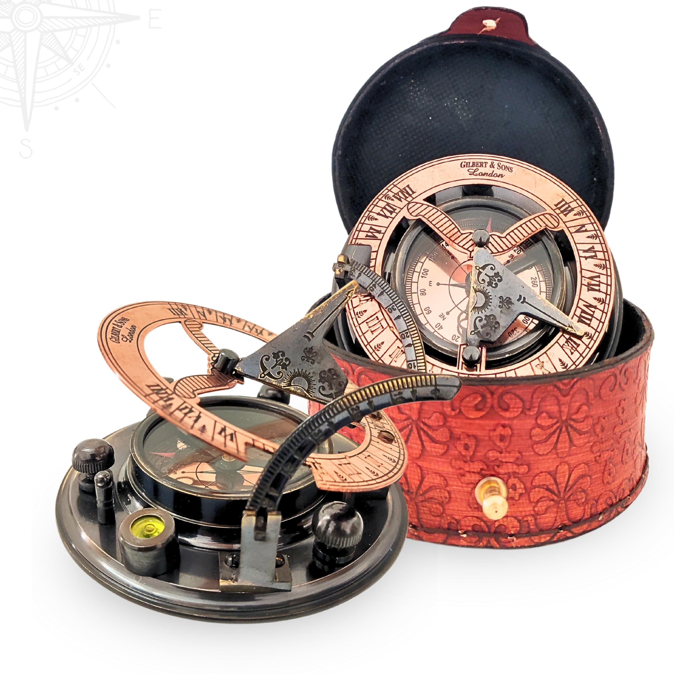 Polished Brass Sundial Compass with Fitted Wooden Presentation Box view 14