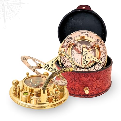 Polished Brass Sundial Compass with Presentation Box view 2