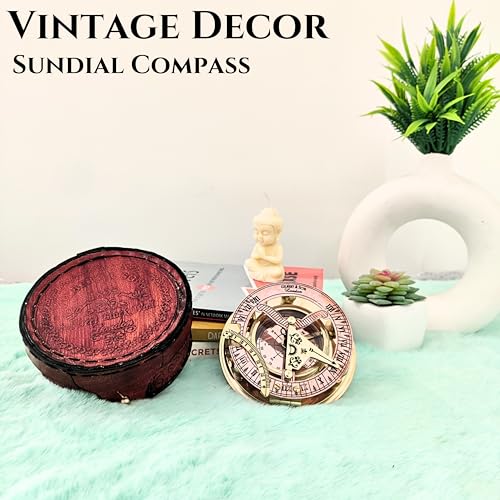 Polished Brass Sundial Compass with Presentation Box view 12