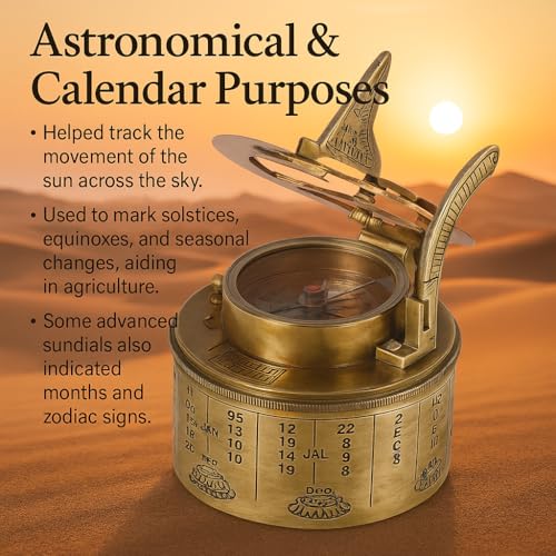 Antique Brass Sundial Compass with Leather Case view 8