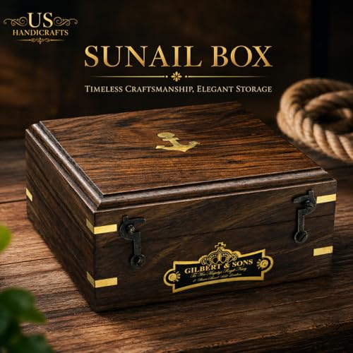 Black Antique Brass Sundial Compass with Black Wooden Presentation Box view 11