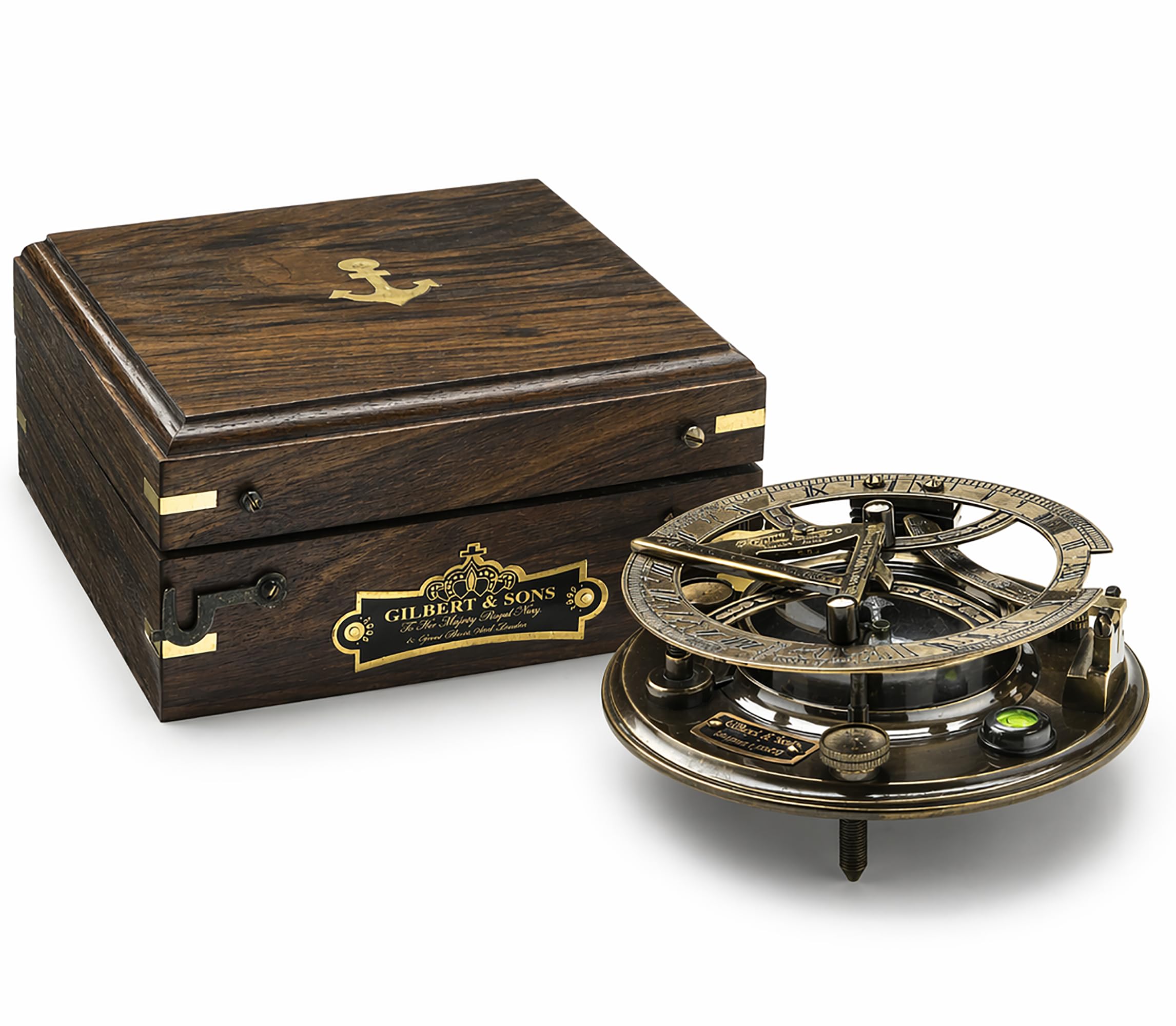 Black Antique Brass Sundial Compass with Black Wooden Presentation Box view 14