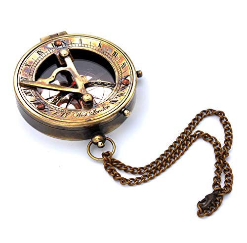 Antique Brass Sundial Compass with Rosewood Presentation Box view 7