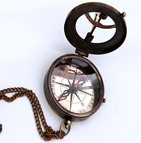 Antique Brass Sundial Compass with Rosewood Presentation Box view 9