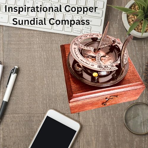 Antique Brass Sundial Compass with Wooden Box view 8