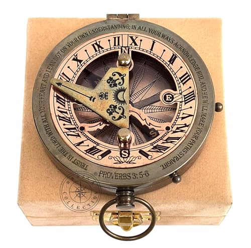 Antique Brass Sundial Compass with Velvet Box view 12