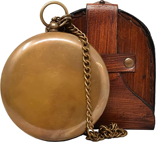 Antique Brass Sundial Compass with Leather Presentation Box view 4