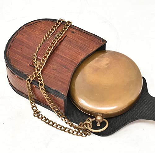 Antique Brass Sundial Compass with Leather Presentation Box view 8