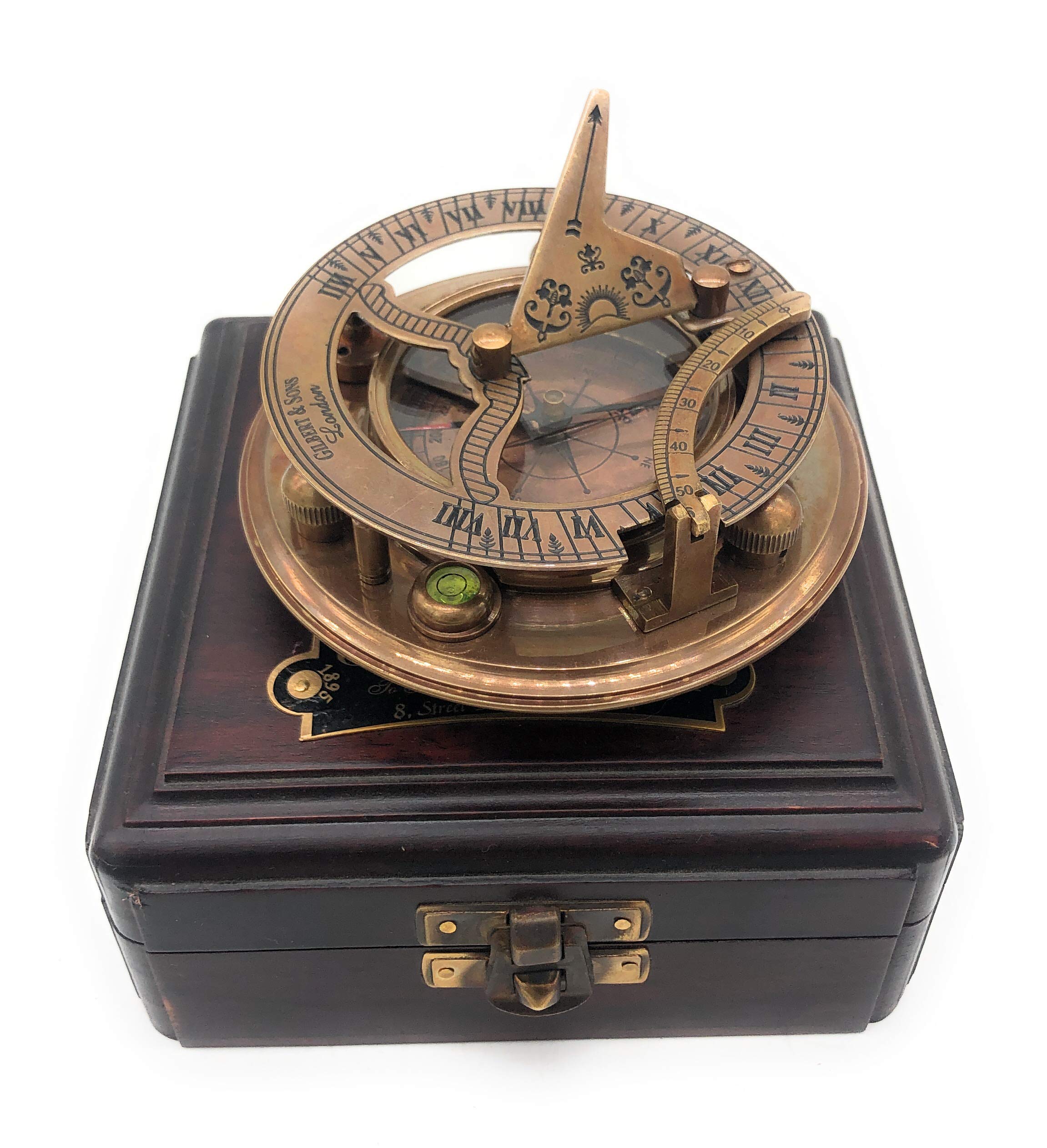 Antique Brass Sundial Compass with Presentation Box view 8