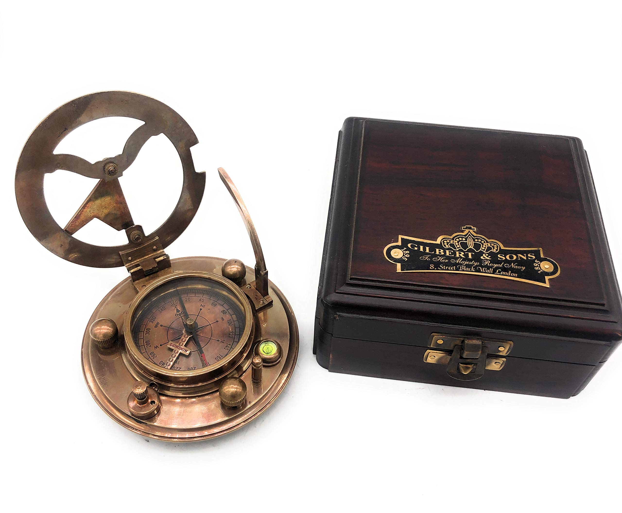 Antique Brass Sundial Compass with Presentation Box view 9