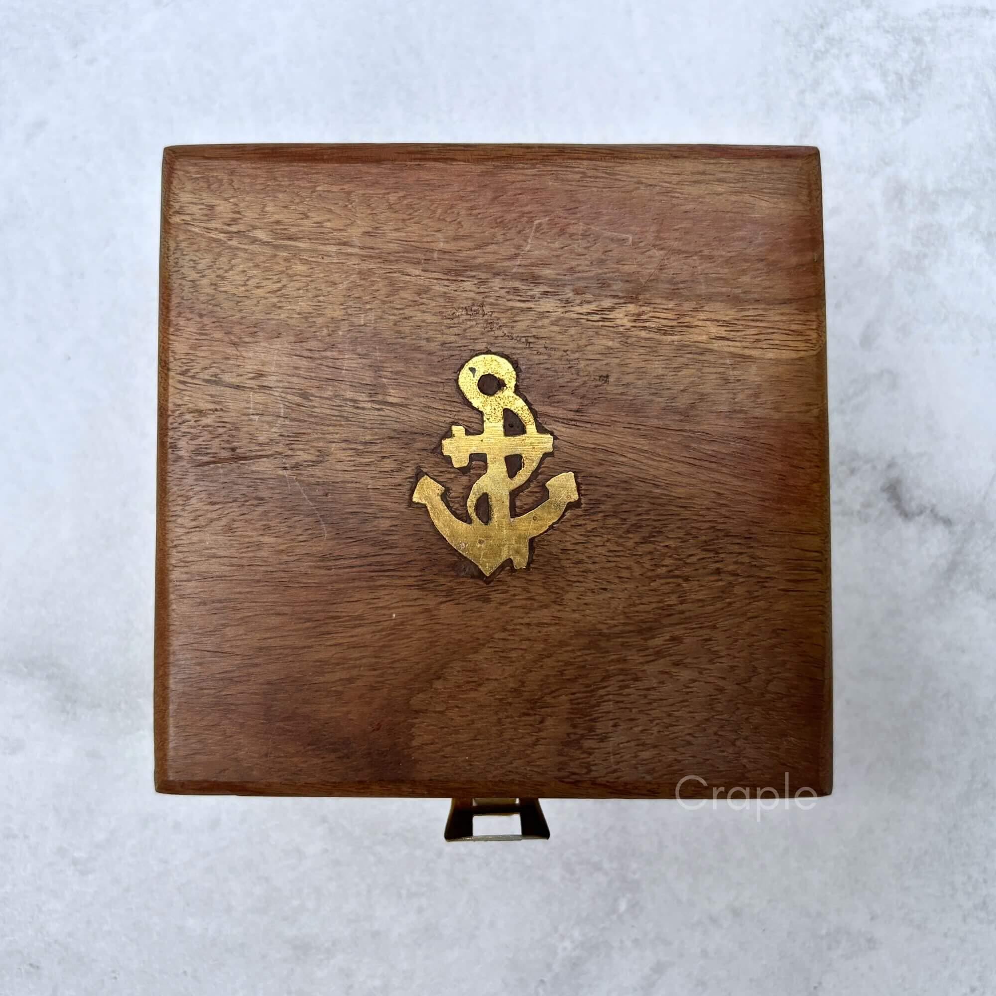 Antique Brass Sundial Compass with Fitted Wooden Presentation Box view 10