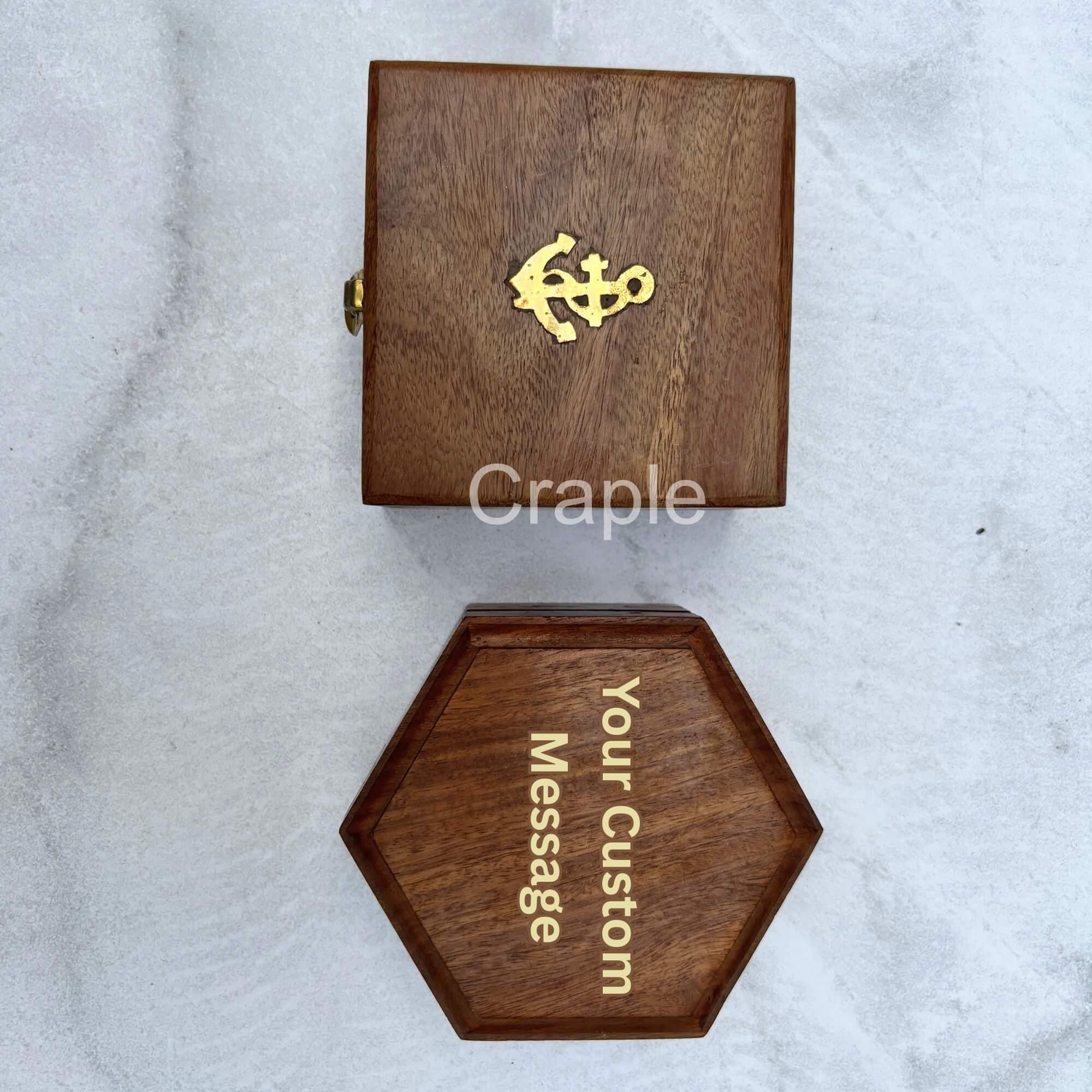 Antique Brass Sundial Compass with Fitted Wooden Presentation Box view 6