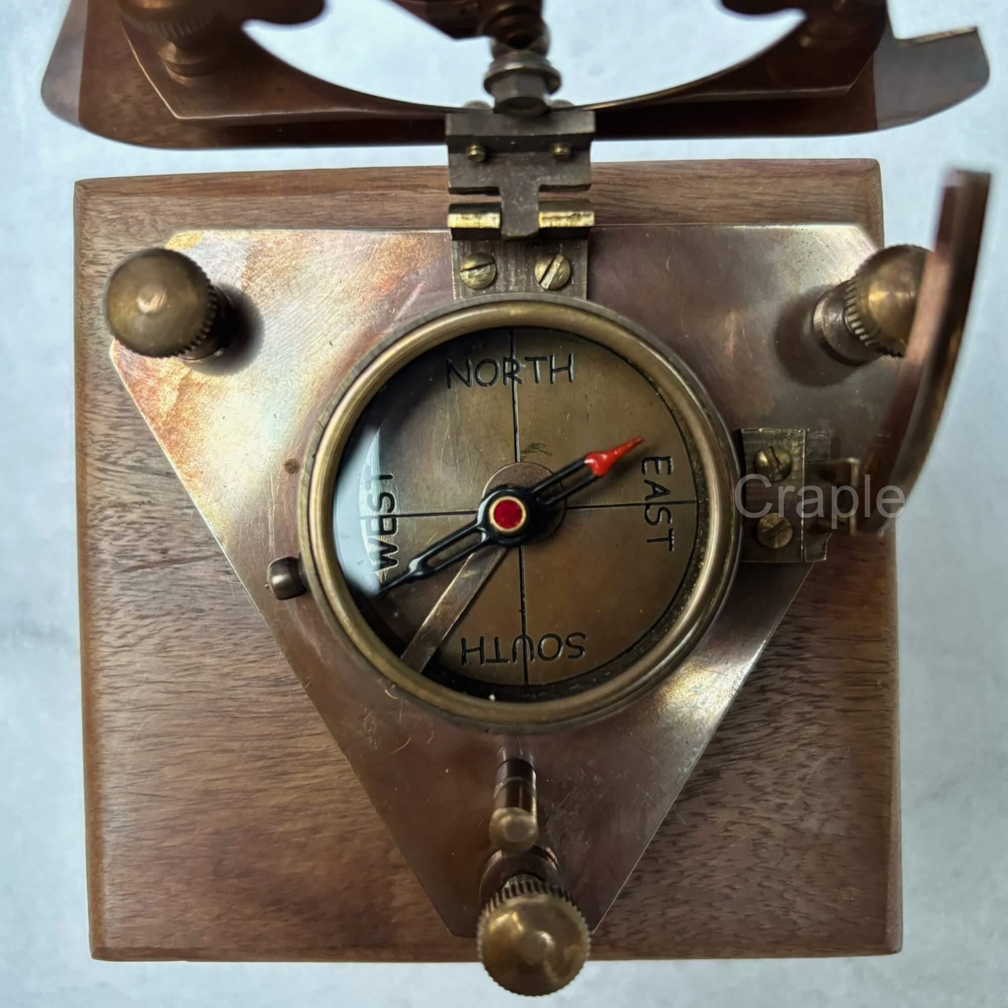 Antique Brass Sundial Compass with Fitted Wooden Presentation Box view 7
