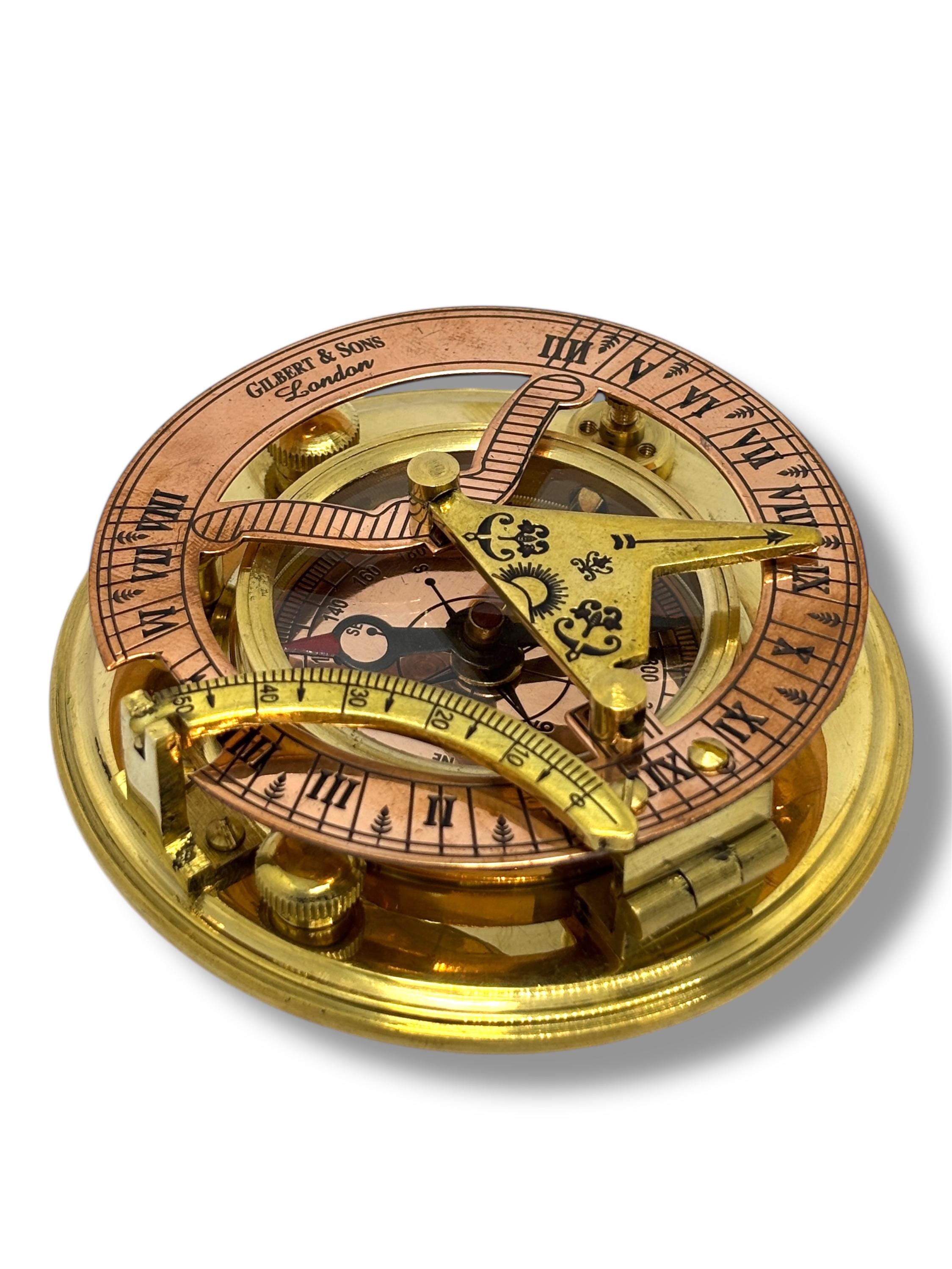 Black Antique Brass Sundial Compass with Black Wooden Presentation Box view 8