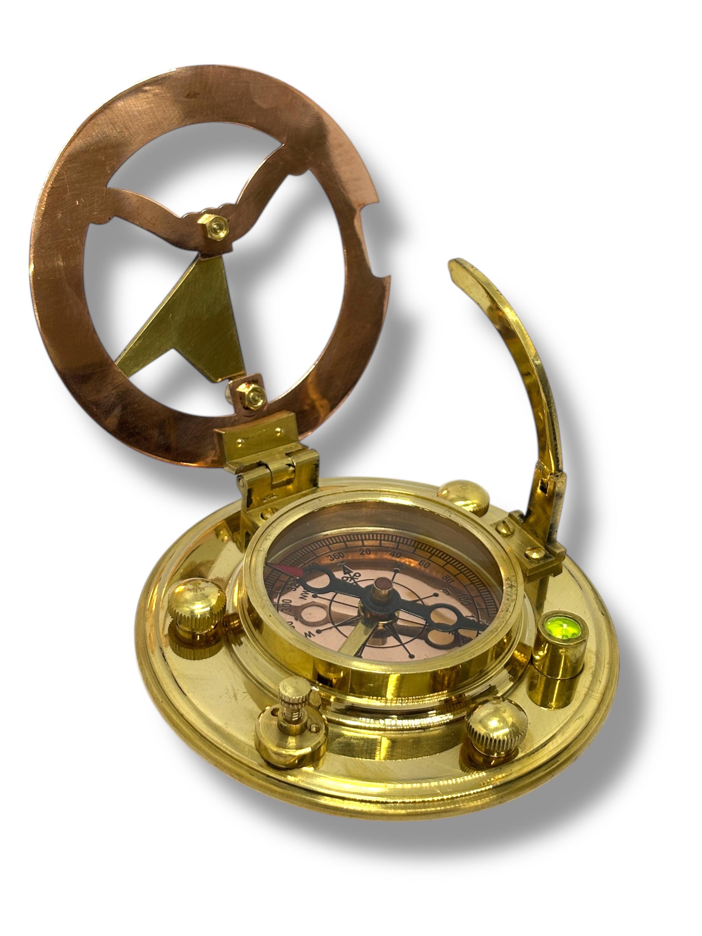 Black Antique Brass Sundial Compass with Black Wooden Presentation Box view 9