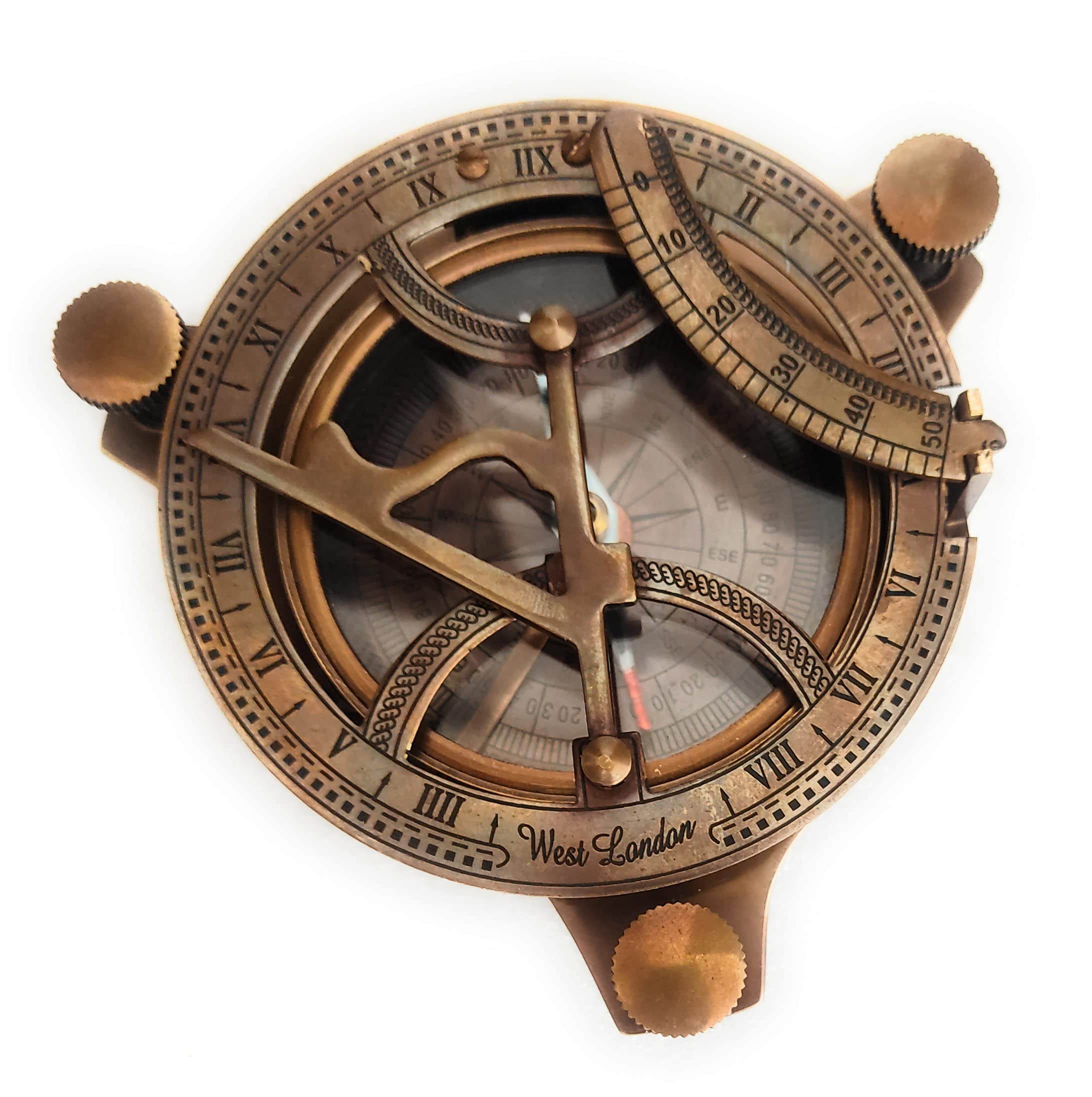 Antique Brass Sundial Compass with Presentation Box view 2