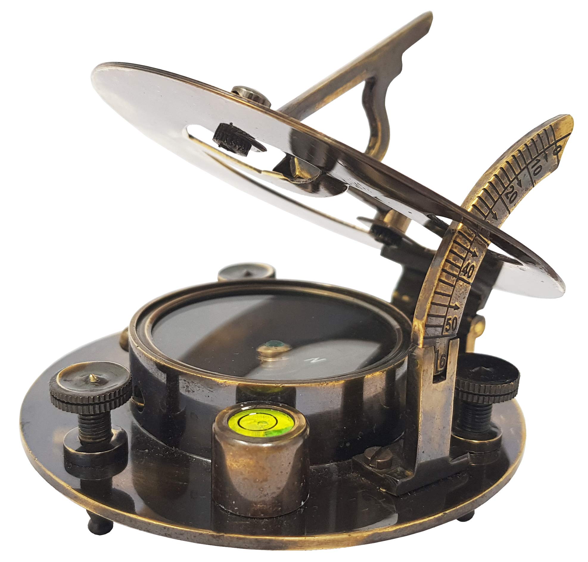 Antique Brass Sundial Compass with Wooden Box view 7