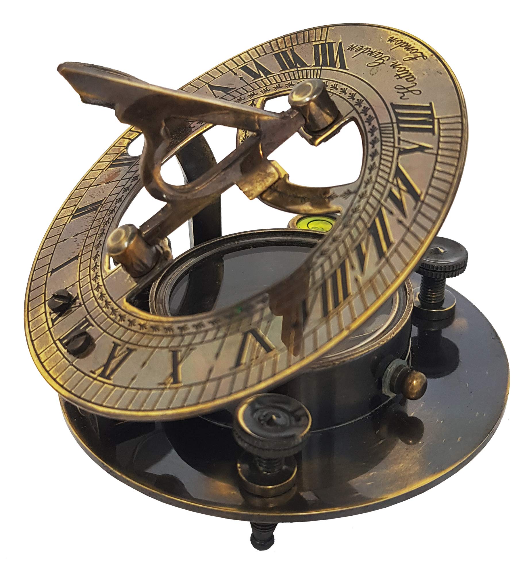 Antique Brass Sundial Compass with Wooden Box view 11