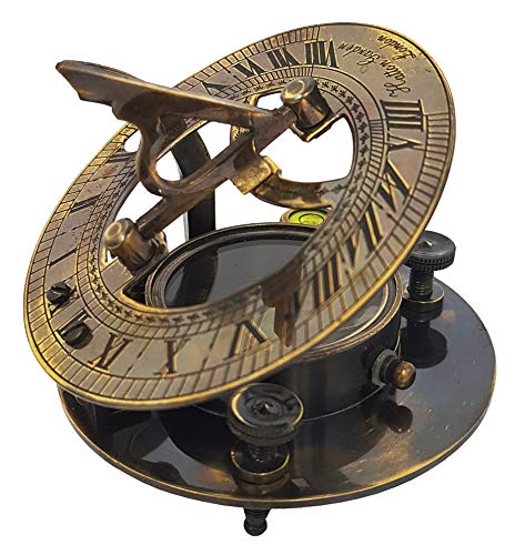 Antique Brass Sundial Compass with Wooden Box view 12