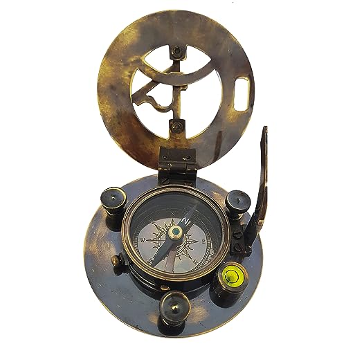 Antique Brass Sundial Compass with Wooden Box view 14