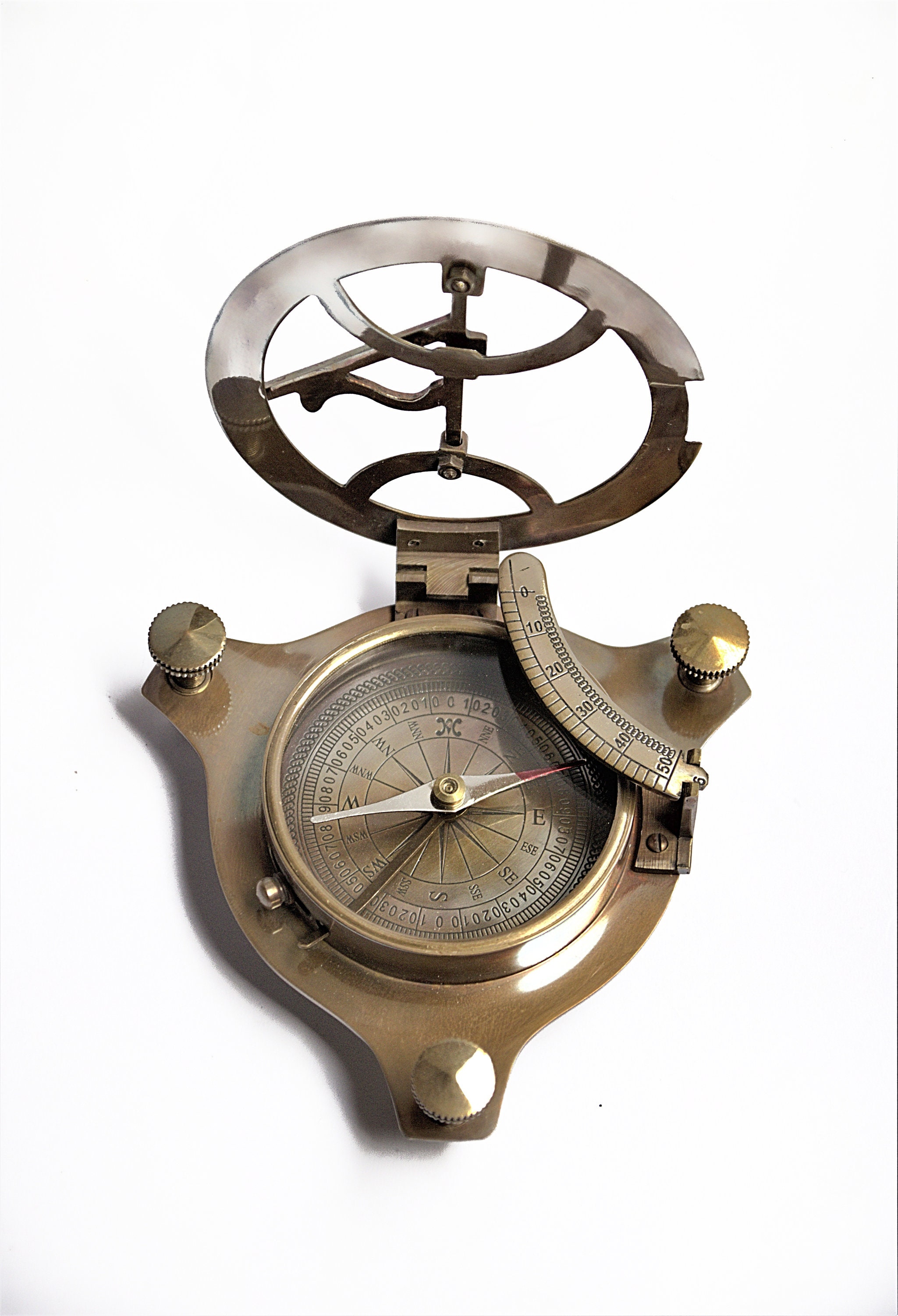 Antique Brass Sundial Compass with Rosewood Presentation Box view 8